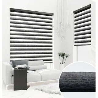 PREMIUM DOPPELROLLO BH3106 schwarz verlaufend mit Alu Kassette (100x220 cm, Kassettenfarbe: schwarz) - Schwarz