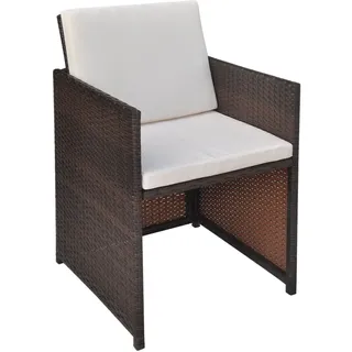 vidaXL Gartenstühle 2 Stk. mit Polstern und Kissen Poly Rattan Braun - Braun