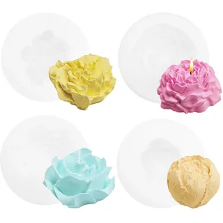 MoguGo 4 Stück Kerzenblumen Silikonformen Tulpenform Rosen Nelke Kerzengießformen Frühling DIY Kuchen Dekoration