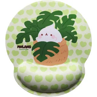 WONDEE Molang Ergonomisches Mauspad, Motiv: Kaninchen, Molang, Grün, Handgelenkauflage, Gel, rutschfest – Mauspad für Mädchen und Frauen