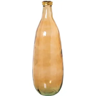 Recycelte Videovase in Braun mit Goldener Kante, 25 x 75 cm, Öffnung 6 cm