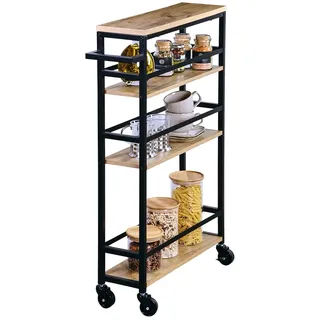 KESPER Kesper| Nischenwagen Material: Metall und FSC-zertifizierter Spanplatte, Maße: B:50 x H: 81 x T: 15cm, Farbe: Natur/schwarz | 27842