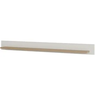 Furn.Design Wandboard weiß, Eiche, Wandregal skandinavisch 180 cm, Finnes , Weiß, Eichefarben , Holzwerkstoff , Nachbildung,Eiche , Holz Optik , 180x17x17 cm , FSC Mix , Wohnzimmer, Regale, Wandboards