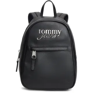 Cityrucksack TOMMY JEANS "TJW BOLD BACKPACK", Damen, Gr. B/H/T: 19,5cm x 27,5cm x 10,5cm, schwarz, Lederimitat, Rucksäcke Cityrucksack, Damen Freizeitrucksack in klassischer Optik