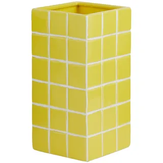 Butlers Vase Tiles 20cm , Gelb , Stein , 20 cm , Dekoration, Vasen, Keramikvasen