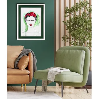 Queence Bild mit Rahmen »Frida Kahlo« bild(er): von Frauen Frau Gesicht 1 Stk. tlg. Poster mit buntem Acrylglas, Passepartout,