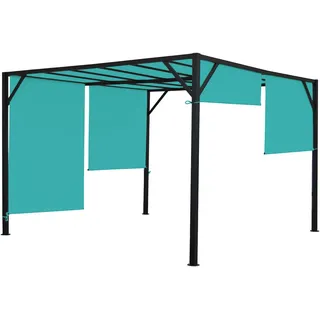 Mendler Pergola Baia 3 x 3 m inkl. 4 Seitenteile Türkis/Blau