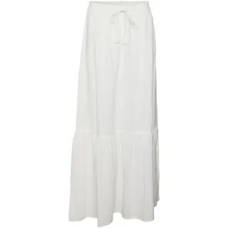 VERO MODA Damen Maxi Rock VMPretty Langer Sommerrock Boho 10311167 Snow White XL
