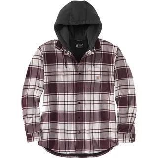 CARHARTT Flannel-Fleece, Kapuzen-Hemd/Jacke - Beige/Dunkelrot (W03) S