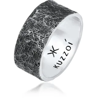 Silberring KUZZOI "Ring Herren Bandring Organic Struktur 925 Silber" Gr. 60, silber (schwarz), Fingerringe, Herren, 60, Silber 925 (Sterlingsilber), Silberring