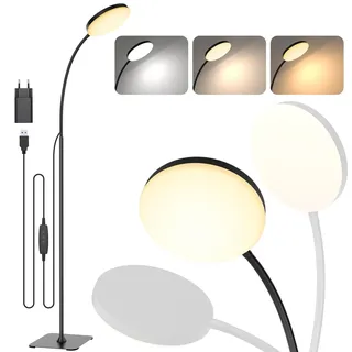 Mojimdo Stehlampe, [3 Farben & 10 Helligkeiten] Schlanke LED Leselampe Stehend, Dimmbar Einstellbare Flexible Stehleuchte für Kinderzimmer, Büro, Wohnzimmer, Ecke Nachttischlampe