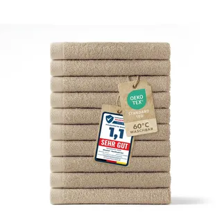 Blumtal Premium Frottier Gästehandtücher Set 12 teilig 100% Baumwolle - Oeko-TEX zertifiziertes Gästehandtuch 12x (30x30 cm) - saugstarkes Gästetücher Set waschbar °60 - Handtücher Beige/Taupe