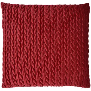 Laurence Llewelyn-Bowen - Rotes, einfarbiges geflochtenes Kissen – 43 x 43 cm – Samtkissen mit Füllung/Polsterung im Lieferumfang enthalten – Rot Weinrot Häkelkissen – Amory Kollektion von Zopfkissen