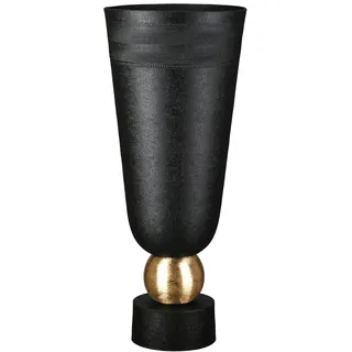 Casablanca Vase Nama - Aluminium - schwarz Craqueliert - Konisch - Höhe 40cm x Ø 17cm