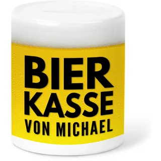 Sauf Spardose Bierkasse personalisiert mit Namen für Erwachsene Bier Kasse Sparbüchse Sparschwein Gelddose Geldgeschenk aus Keramik
