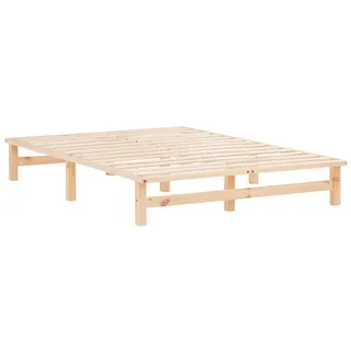 Homestyle4u 1909, Palettenbett 140x200 cm Massivholzbett Palettenmöbel Bett Holzbett Futonbett - Naturbelassen