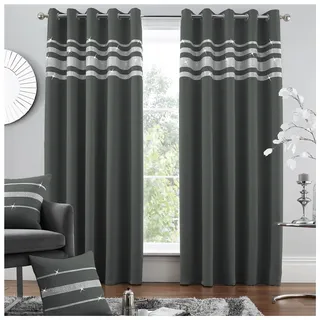 GC GAVENO CAVAILIA Verdunkelungsvorhänge für Schlafzimmer, Diamant-Ösenvorhänge, Fenstervorhang-Raffhalter, Schwarz, 168 x 183 cm