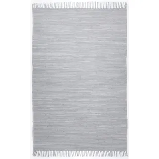 THEKO | Dhurry Teppich aus 100% Baumwolle Flachgewebe Teppich Happy Cotton | handgewebt | Farbe: Grau | 160x230 cm