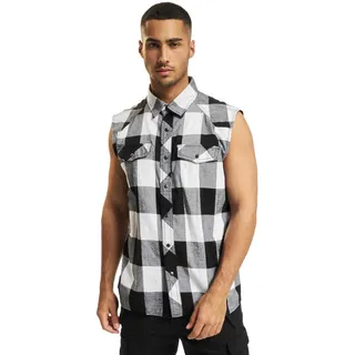 Brandit Check Shirt Sleeveless, Farbe: White/blac, Größe: 3XL