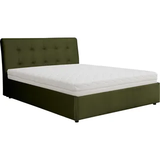 KSHOMECONCEPT Polsterbett mit Bettkasten 180x200 cm SOLIS mit Pocket Matratze H4, Olive - Olive
