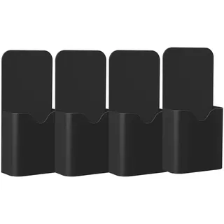 MoKo Magnetisch Markerhalterung, 4 Stück Stift/Bleistift/Magnete/Marker Ablage Whiteboard Stifthalter Schulbedarf für Schulleben Zuhause, Kühlschrank, Schließfach, Magnetische Oberflächen - Schwarz