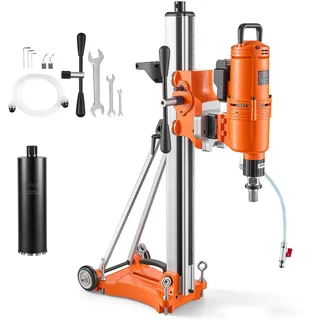 VEVOR Diamant Kernbohrgerät 4500W Kernbohrmaschine Trocken & Nass 20-450mm | für Beton Ziegel Stein 127mm Nassbohrer Neigbarer Ständer Fahrgestell 1150U/min 3-Stufiger Drehzahlregler UNC1 1/4-7-Gewinde