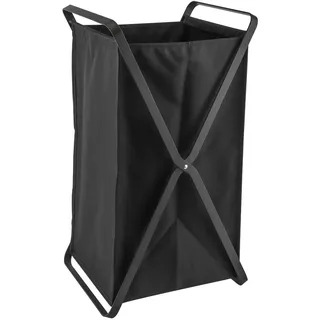 Homeware Wäschekorb , Schwarz , Metall, Kunststoff, Textil , 46 l , rechteckig , 34x65 cm , zusammenfaltbar , Haushalt & Kleinelektro, Wäschepflege, Wäschekörbe & Wäschetonnen