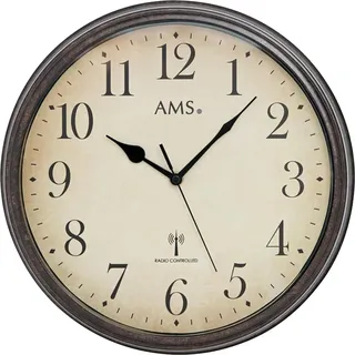 Finden Sie die perfekte Vintage-Wanduhr - Funkgesteuert - Dekorativ - 1 Stück - Antike Holzoptik - Metall