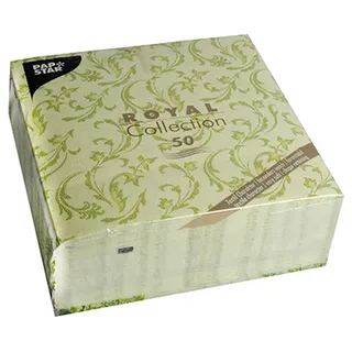 Papstar Papstar, 50 Servietten "ROYAL Collection" 1/4-Falz olivgrün "Damascato", #85001, 7.8 x 20 x 20 cm