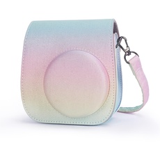 Leebotree Sofortbildkameras Tasche Kompatibel mit Instax Mini 12 / Mini 11 Sofortbildkamera aus Weichem Kunstleder mit Schulterriemen und Tasche (Leuchtender Regenbogen)