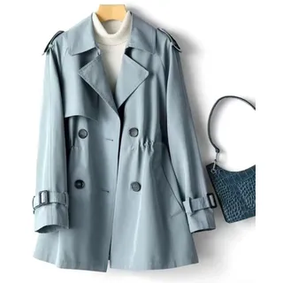 Stylische Damen Herbst Jacke Mittellang Windbreaker Trenchcoat für Looks (2XL Blau)