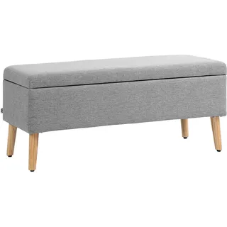 Homcom Truhenbank scandinavia Polyester Holz Grau , Kunststoff , 39x45x110 cm , Esszimmer, Bänke, Sitzbänke
