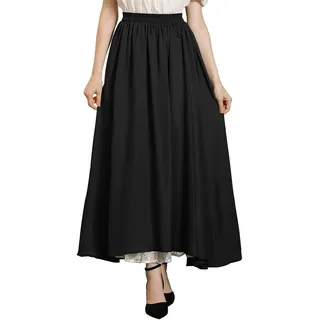 SCARLET DARKNESS Maxi-Rock für Damen, doppellagig, viktorianischer Renaissance-Rock, Schwarz, Groß