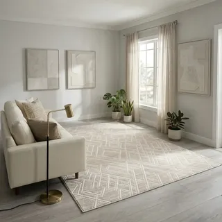Sehrazat Moda 1320 Kurzflorteppich 200 x 290 cm Beige/Weiß