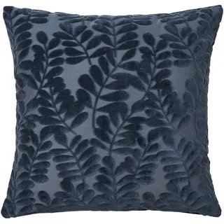 Zierkissen , Dunkelblau , Textil , Blätter , Füllung: Polyester,Polyester , quadratisch , 45x45 cm , Heimtextilien, Wohntextilien, Kissen, Zierkissen