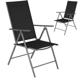 tectake Gartenstuhl 2er Set Marcellino, 54,5 x 65 x 107,5 cm, anthrazit , Anthrazit , Metall , 54.5x107.5x65 cm , Gartenmöbel, Gartensessel, Gartenstühle