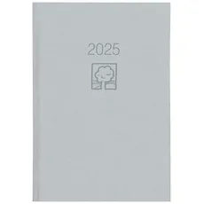 Bild - Buchkalender 2025 grau, 14,5x21cm, Taschenkalender mit 392 Seiten im wattiertem Kunststoffeinband, 1 Woche auf 1 Seite, Tages- und Wochenzählung und internationales Kalendarium