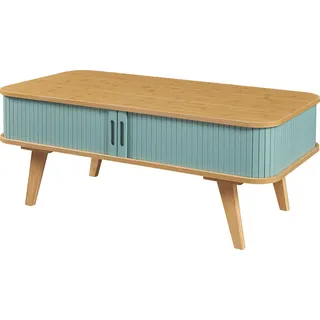 Couchtisch ‘Tysvær’ mit 2 Schiebetüren 100 x 50 x 40 cm Bambus / Blau - Blau