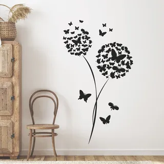 GRAZDesign Wandtattoo Pusteblume Schmetterlinge - 53x30cm / 010 weiss