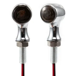 evomosa Mini LED Motorrad Blinkerleuchte Bernstein Seite E24 Marker Lampe 12V für Custom Street Motorrad Chopper Cruiser 8mm (Silber)