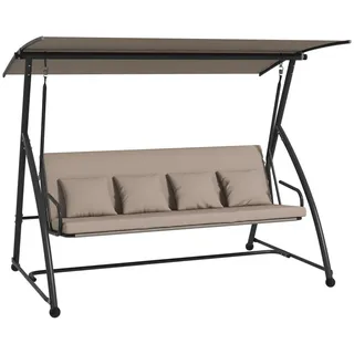 Outsunny Hollywoodschaukel 2 in 1 mit Liegefunktion , Braun , Metall , 120x168x218 cm , Gartenmöbel, Gartenschaukeln, Hollywoodschaukeln