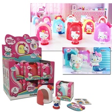 #sbabam Hello Kitty Cuty Cuty, Spiele für Mädchen zum Zeitungskiosk, Spielzeug mit Stickern und Gagdet Original-Zubehör, Figuren mit Haus und Aufklebern, Packung mit 3 Figuren, Geschenkideen by 3
