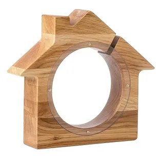 Carlso Haus Spardose aus Holz für Kind, Geburtstag, Geburt, Party (Haus ohne Beschriftung)