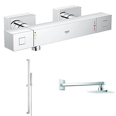 Grohe Grohtherm Cube Brausethermostat 34488000 + Grohe Euphoria Cube Stick Brausestangenset 1 Strahlart, 27700000 + Grohe Euphoria Cube Kopfbrauseset, 1 stück, 26073000