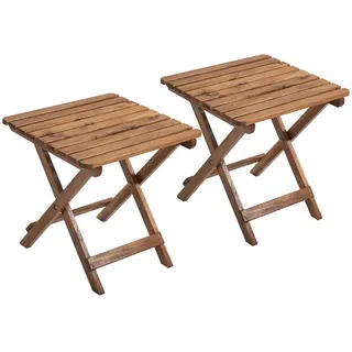 Outsunny Beistelltisch, klappbar für Garten, Teak, Holz , Naturfarben , 45x45x45 cm , Gartenmöbel, Gartentische, Garten-Beistelltische