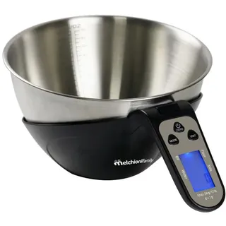 Melchioni Family Equilibra Küchenwaage, mit Edelstahl-Schüssel 5 kg Kapazität schwarz 29,8x62x45,5cm