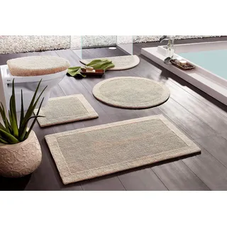 my home Badematte »Kapra, Badvorleger, Badezimmer Teppich« Höhe 14 mm beidseitig nutzbar   fußbodenheizungsgeeignet   strapazierfähig mit Bordüre, Badteppich, Badematte, Baumwolle, beige