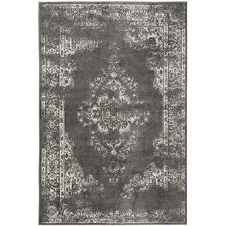 benuta Vintage-Teppich Sia 200/300 cm , Grau , Kunststoff , Vintage , Rechteckig , 200x300 cm , Oeko-Tex® Standard 100 , für Fußbodenheizung geeignet, in verschiedenen Größen erhältlich, pflegeleicht , Teppiche und Böden, Teppiche, Vintageteppiche
