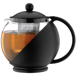 Café Olé Grunwerg Café Ole Loose Leaf Everyday Round Teekanne Infuser Basket Glas Teekanne, Schwarz, 1.20 Liter, 1200ml / 1.2