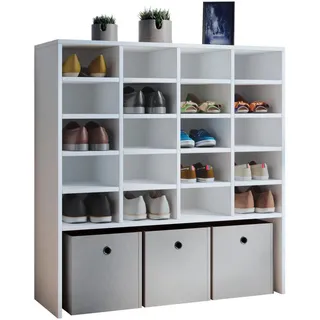 VCM Schuhschrank 92 x 99 x 33 cm 16 Fächer / weiß